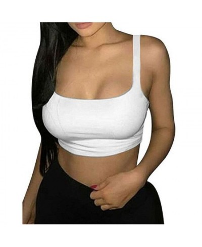 Sexy Women Solid Strappy Tank 2023 Vest Crop Top Summer Beach Party Sleeveless Slash Neck Tanks Woman Girls Bralette Tank Top...