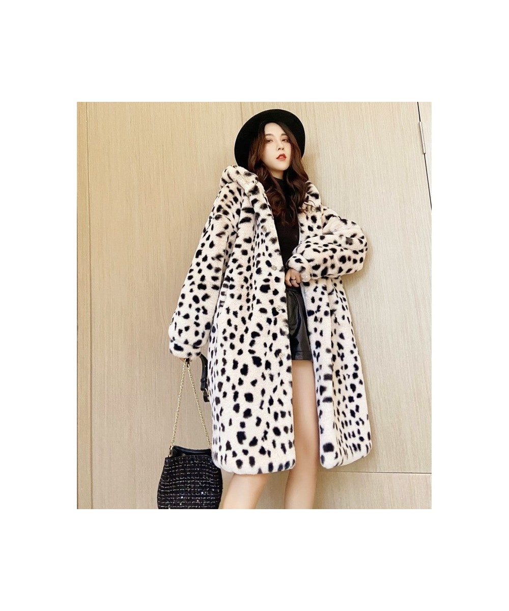 2023 Winter Fur Coat Women Leopard Print Mink Fur Plush Jacket Women Long Hooded Korean Loose Thick Warm Female Parker Jacket...