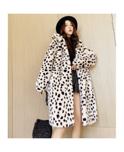 2023 Winter Fur Coat Women Leopard Print Mink Fur Plush Jacket Women Long Hooded Korean Loose Thick Warm Female Parker Jacket...