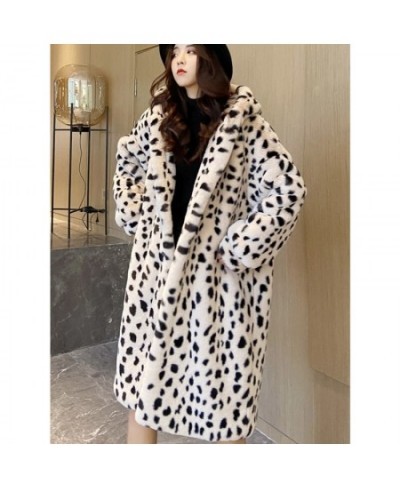 2023 Winter Fur Coat Women Leopard Print Mink Fur Plush Jacket Women Long Hooded Korean Loose Thick Warm Female Parker Jacket...