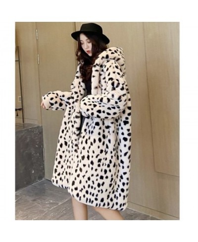 2023 Winter Fur Coat Women Leopard Print Mink Fur Plush Jacket Women Long Hooded Korean Loose Thick Warm Female Parker Jacket...