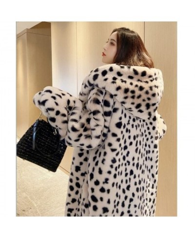 2023 Winter Fur Coat Women Leopard Print Mink Fur Plush Jacket Women Long Hooded Korean Loose Thick Warm Female Parker Jacket...