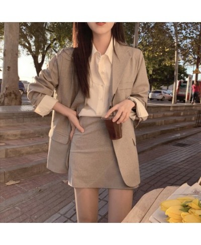 2 Piece Set Blazer and High Waist Skirt Jacket Sold Office Lady Separately Women's Costumes Women Sweet Solid Fall Skirt Suit...