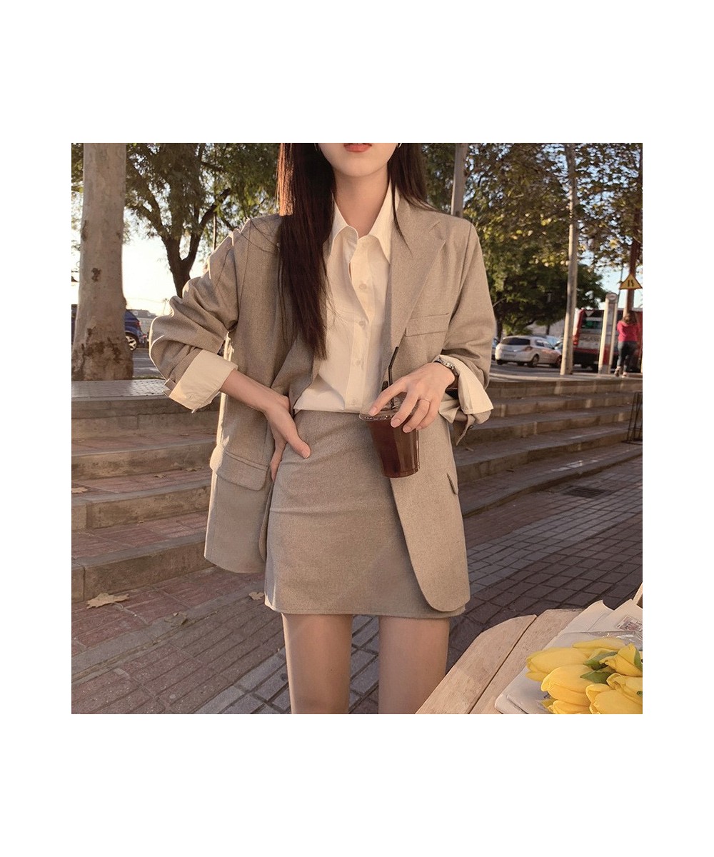 2 Piece Set Blazer and High Waist Skirt Jacket Sold Office Lady Separately Women's Costumes Women Sweet Solid Fall Skirt Suit...