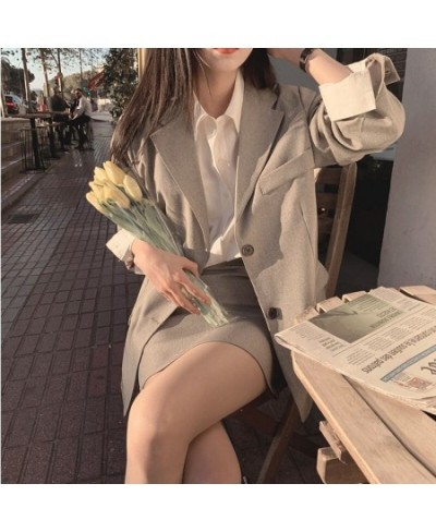 2 Piece Set Blazer and High Waist Skirt Jacket Sold Office Lady Separately Women's Costumes Women Sweet Solid Fall Skirt Suit...