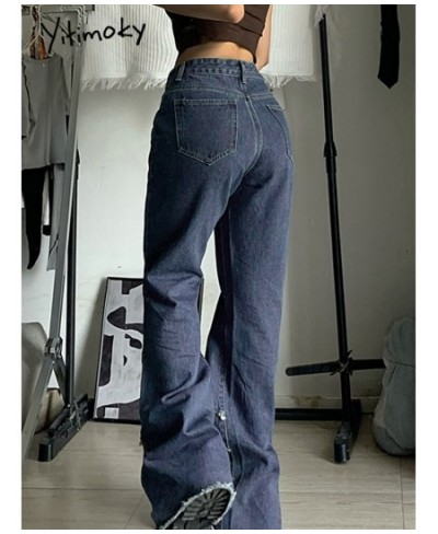 Patchwork Burrs Jeans Women Flare Pants High Waist Streetwear Fashion Wide Leg Denim Trousers Retro Femme Pantalon $87.77 - J...