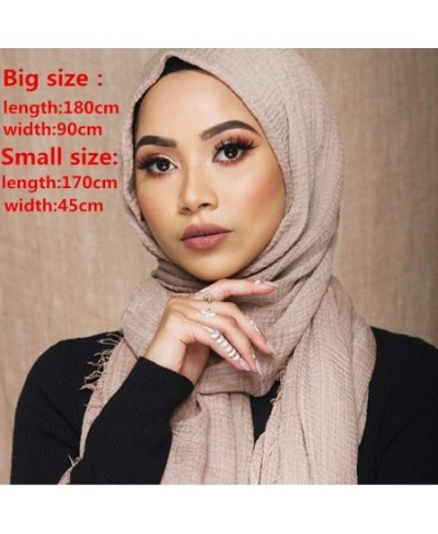 Pay attention to size selection Plain Wrinkle Wrap Cotton Long Shawl women Crinkle Hijab Shawl Muslim Head Hijab scarf $12.87...