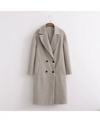 2022 New Oversized Double-breasted Casual Faux Wool Coat Autumn Winter Women Outwear Long Sleeve Female Faux Woolen Overcoat ...