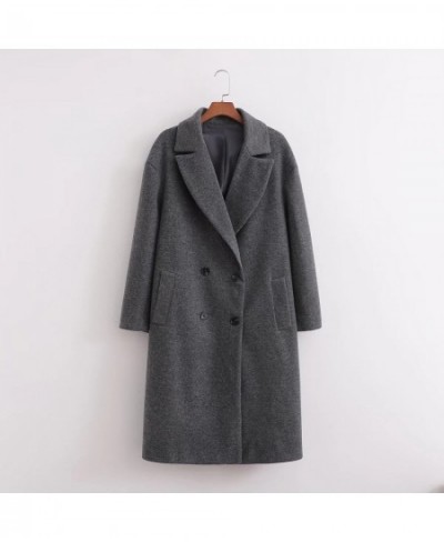 2022 New Oversized Double-breasted Casual Faux Wool Coat Autumn Winter Women Outwear Long Sleeve Female Faux Woolen Overcoat ...