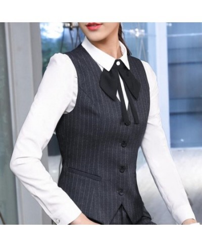 High Quality Women Stripe Vests Autumn Clothes For Office Ladies Fashion Tops Work Wear $41.87 - Suits & Sets