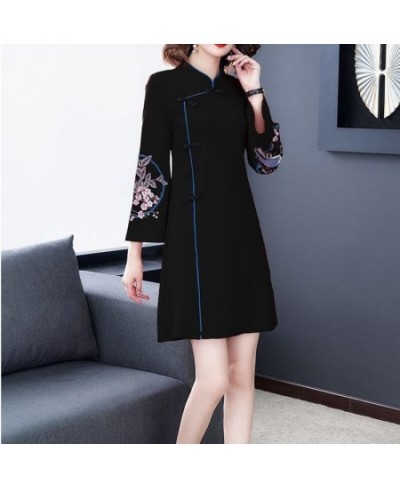 2022 Spring Improved Cheongsam Female Ancient Hanfu Retro Chinese Style Dress Floral Flare Sleeve Buckle Party Women Dresses ...