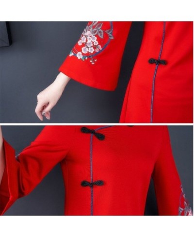 2022 Spring Improved Cheongsam Female Ancient Hanfu Retro Chinese Style Dress Floral Flare Sleeve Buckle Party Women Dresses ...