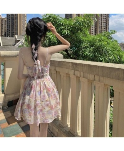 A-line Dress Women Summer Floral Romantic Retro Elegant Holiday French Style Ladies Design Slim Beach Sundress Fashion Ins Ne...