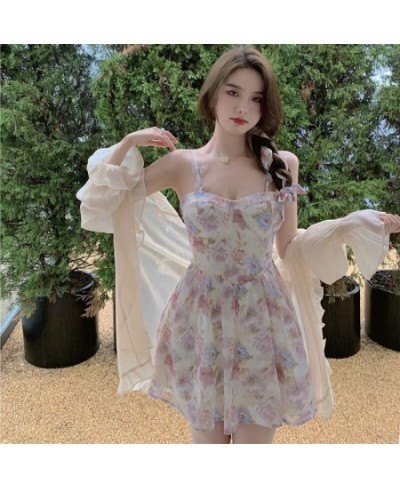 A-line Dress Women Summer Floral Romantic Retro Elegant Holiday French Style Ladies Design Slim Beach Sundress Fashion Ins Ne...