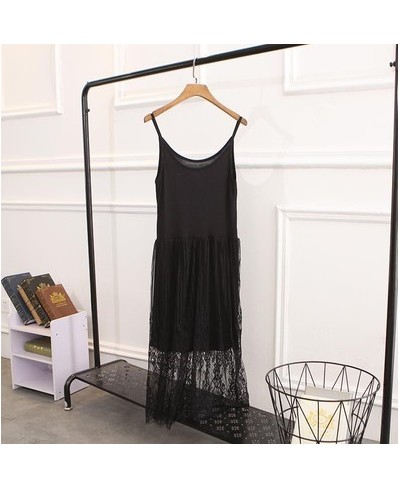 Vintage Spaghetti Strap Mesh Solid Dress Women 2023 Elegant O Neck Long Sexy Dresses Summer Autumn 2023 Korean Lady Vestidos ...