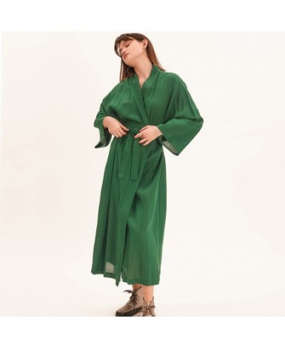 Sleepwear Cotton Light Robes For Coverage Mid-Calf Night Dress Women Robe With Sashes Long Sleeve Bathrobe Female Albornoces ...