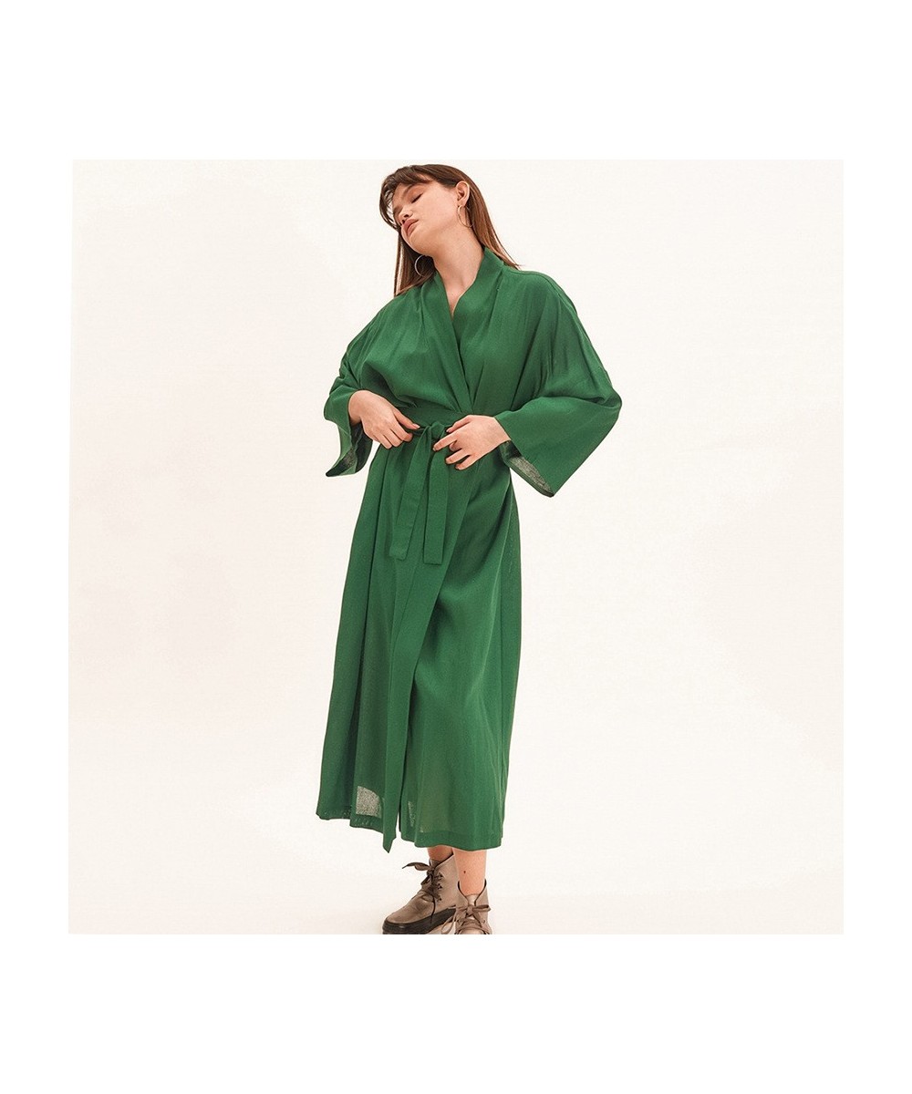 Sleepwear Cotton Light Robes For Coverage Mid-Calf Night Dress Women Robe With Sashes Long Sleeve Bathrobe Female Albornoces ...