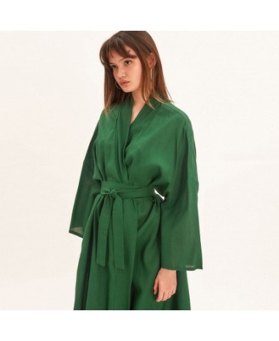 Sleepwear Cotton Light Robes For Coverage Mid-Calf Night Dress Women Robe With Sashes Long Sleeve Bathrobe Female Albornoces ...