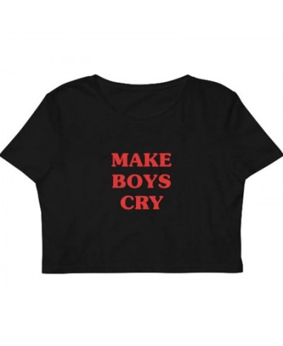 Make Boys Cry Women Cropped Top Harajuku Funny Outfits Summer Fashion Loose T Shirt Crop Tops Ladies Clothes Gothic Tshirt $2...