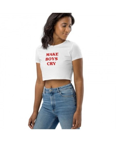 Make Boys Cry Women Cropped Top Harajuku Funny Outfits Summer Fashion Loose T Shirt Crop Tops Ladies Clothes Gothic Tshirt $2...