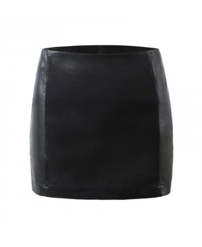 Women 2022 Pu Low Waist Faux Leather Mini Skirt Summer Sexy Black Skinny Mini Skirt $37.84 - Skirts