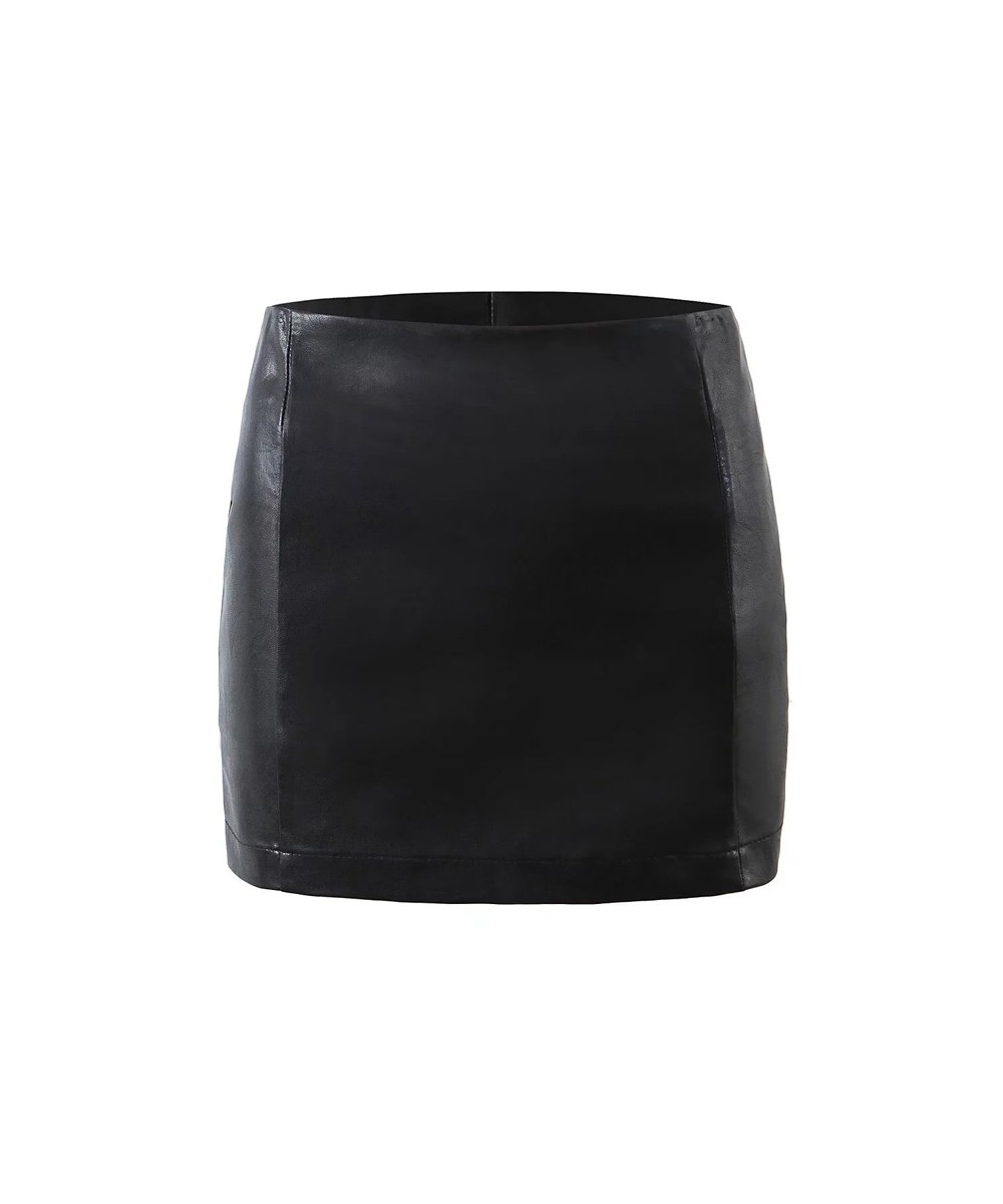 Women 2022 Pu Low Waist Faux Leather Mini Skirt Summer Sexy Black Skinny Mini Skirt $37.84 - Skirts