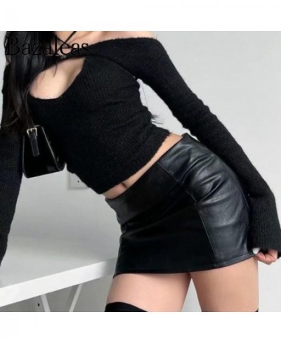 Women 2022 Pu Low Waist Faux Leather Mini Skirt Summer Sexy Black Skinny Mini Skirt $37.84 - Skirts