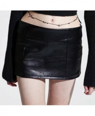 Women 2022 Pu Low Waist Faux Leather Mini Skirt Summer Sexy Black Skinny Mini Skirt $37.84 - Skirts