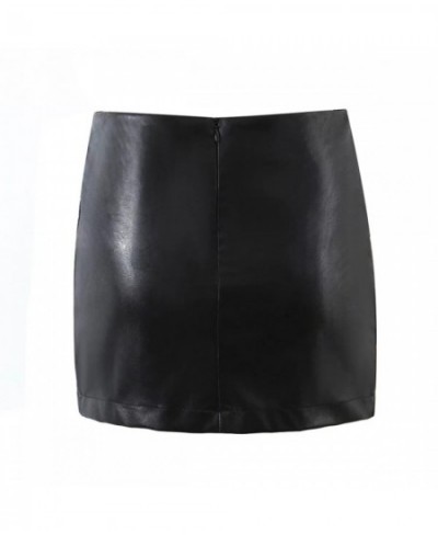 Women 2022 Pu Low Waist Faux Leather Mini Skirt Summer Sexy Black Skinny Mini Skirt $37.84 - Skirts