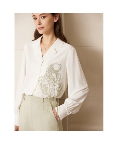 Shirts for Women 2023 Spring Tops New Chinese Style Office Lady Shirt Embroidered Tassel Chiffon Blouse 72341044 $91.84 - Wom...