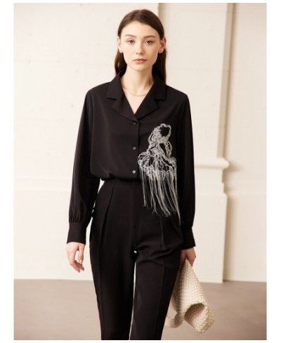 Shirts for Women 2023 Spring Tops New Chinese Style Office Lady Shirt Embroidered Tassel Chiffon Blouse 72341044 $91.84 - Wom...