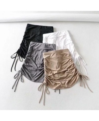 Spicy Girls' Sexy Hip Wrap Short Skirt Women's 2023 Summer Women's Side Fold Hip Lift Half Body Skirt Pants $37.71 - Skirts