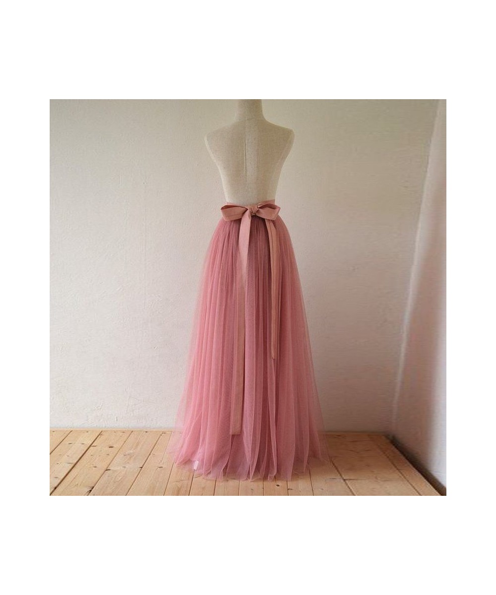 Vintage 3 Layers Tulle Long Skirt for Women Floor Length A Line Maxi Skirts with Sash Bridesmaid Skirt for Wedding Custom Mad...