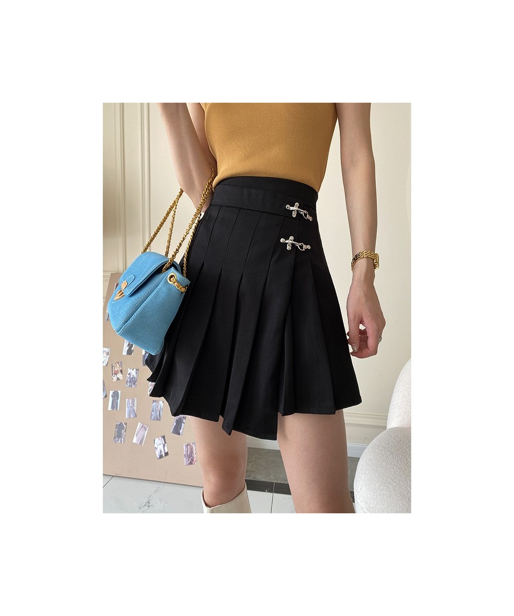 Rivet Fashion Black Color Women Pleated Skirt High Waist Asymmetrical Hip Hop Skirt Irregular Clothes $62.49 - Skirts