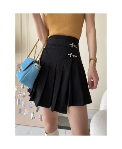 Rivet Fashion Black Color Women Pleated Skirt High Waist Asymmetrical Hip Hop Skirt Irregular Clothes $62.49 - Skirts