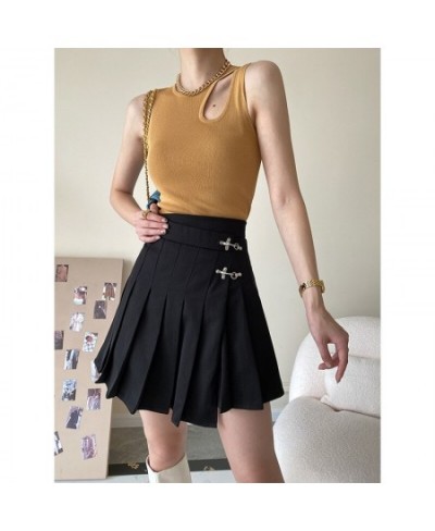 Rivet Fashion Black Color Women Pleated Skirt High Waist Asymmetrical Hip Hop Skirt Irregular Clothes $62.49 - Skirts