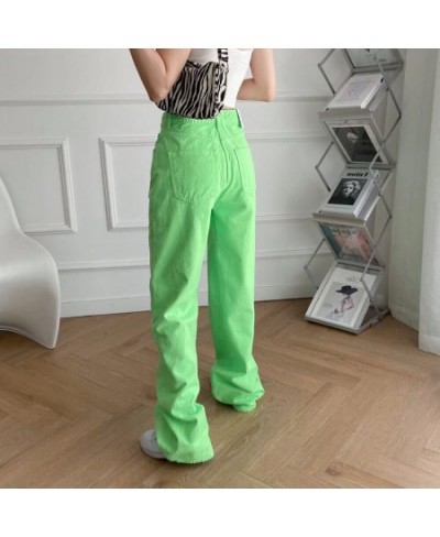 2022 women's spring and summer new European and American fashion loose neon green low waist women's jeans $53.55 - Jeans