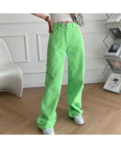 2022 women's spring and summer new European and American fashion loose neon green low waist women's jeans $53.55 - Jeans