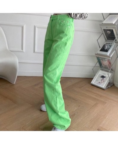 2022 women's spring and summer new European and American fashion loose neon green low waist women's jeans $53.55 - Jeans