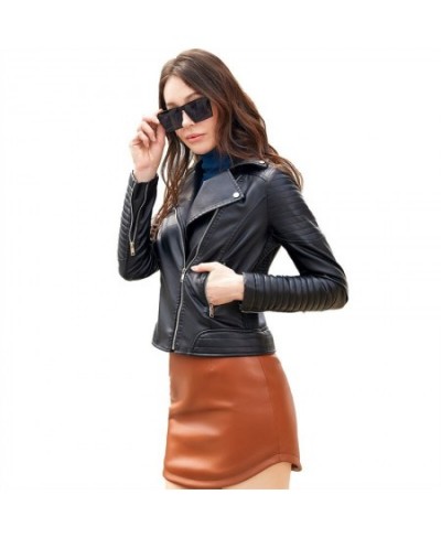 2023 New Women's Half-length Skirt Curved Edge Thin PU Leather Skirts Women Elastic Slim and Hip-hugging Leather Skirt $32.73...