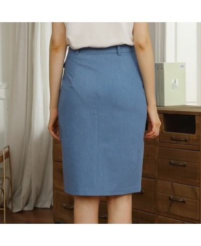 Sexy Mid Button Zipper Women Denim Skirt Elegant Cotton Female Knee Length Skirt High Waist Streetwear Ladies Bottom $59.61 -...