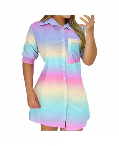 Front Pocket Design Colorblock Shirt Dress Casual Short Sleeve Button Front Pocket Design Colorblock Shirt Dress платье летне...