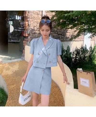 Blazer & Skirt Two Piece Set 2022 Summer Women Elegant Korean Slim Solid Color Short Suit Jacket Coat Mini Skirts Outfits T16...