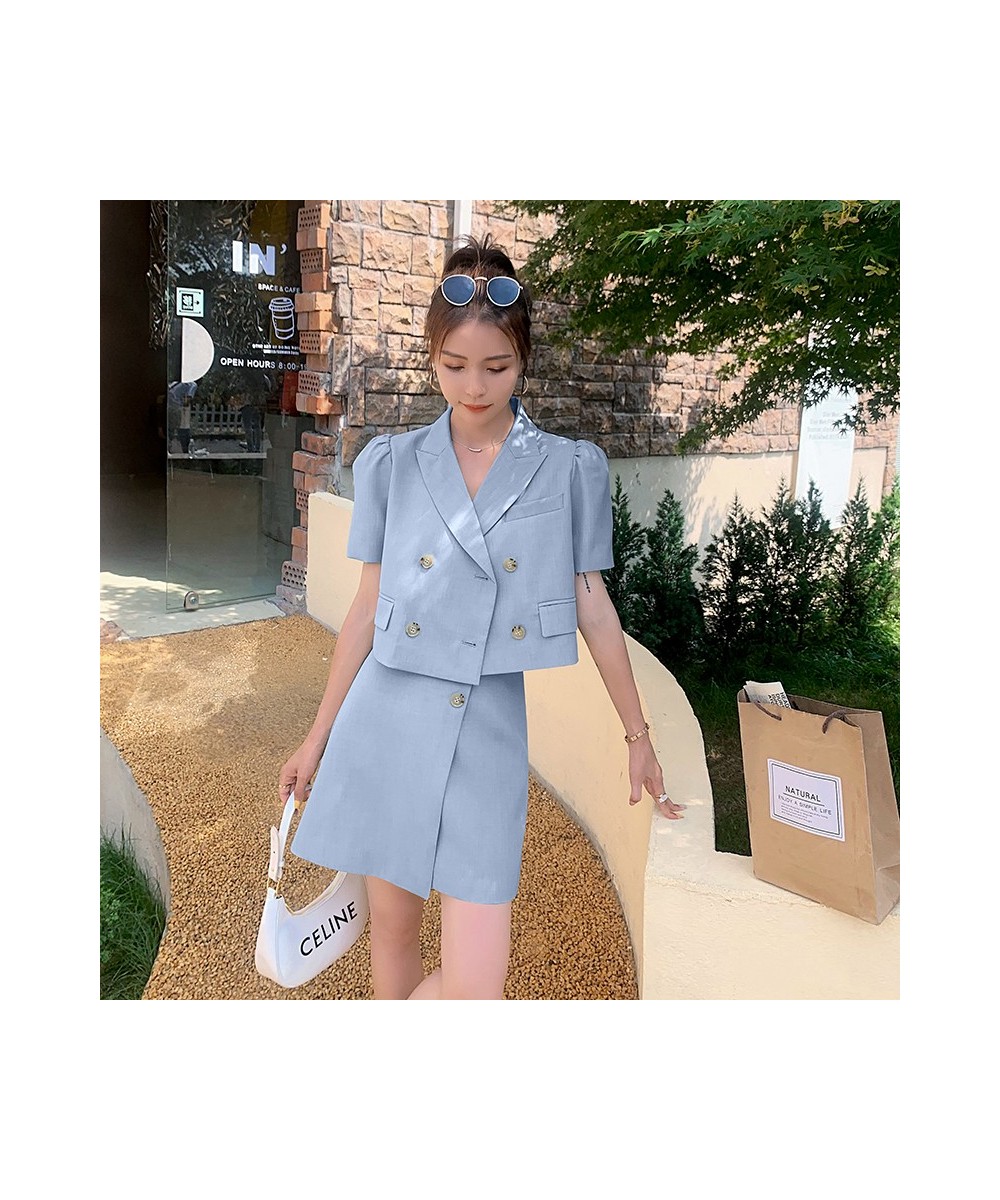 Blazer & Skirt Two Piece Set 2022 Summer Women Elegant Korean Slim Solid Color Short Suit Jacket Coat Mini Skirts Outfits T16...