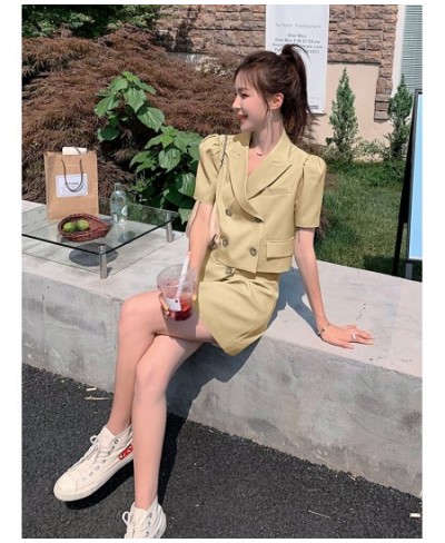 Blazer & Skirt Two Piece Set 2022 Summer Women Elegant Korean Slim Solid Color Short Suit Jacket Coat Mini Skirts Outfits T16...