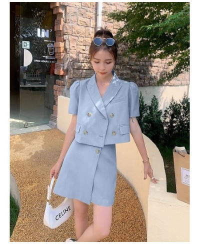 Blazer & Skirt Two Piece Set 2022 Summer Women Elegant Korean Slim Solid Color Short Suit Jacket Coat Mini Skirts Outfits T16...