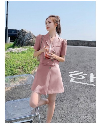 Blazer & Skirt Two Piece Set 2022 Summer Women Elegant Korean Slim Solid Color Short Suit Jacket Coat Mini Skirts Outfits T16...