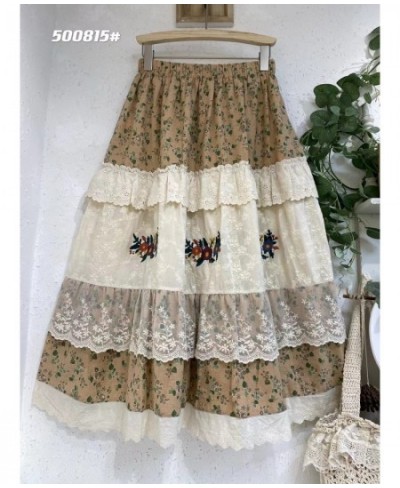 Spring New Sweet Lace Spliced Embroidery Skirt Women Elastic Waist Casual Skirt HT500815 $73.21 - Skirts