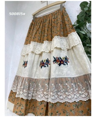 Spring New Sweet Lace Spliced Embroidery Skirt Women Elastic Waist Casual Skirt HT500815 $73.21 - Skirts