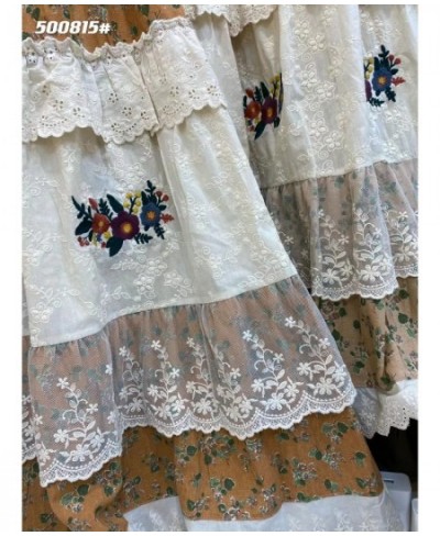 Spring New Sweet Lace Spliced Embroidery Skirt Women Elastic Waist Casual Skirt HT500815 $73.21 - Skirts